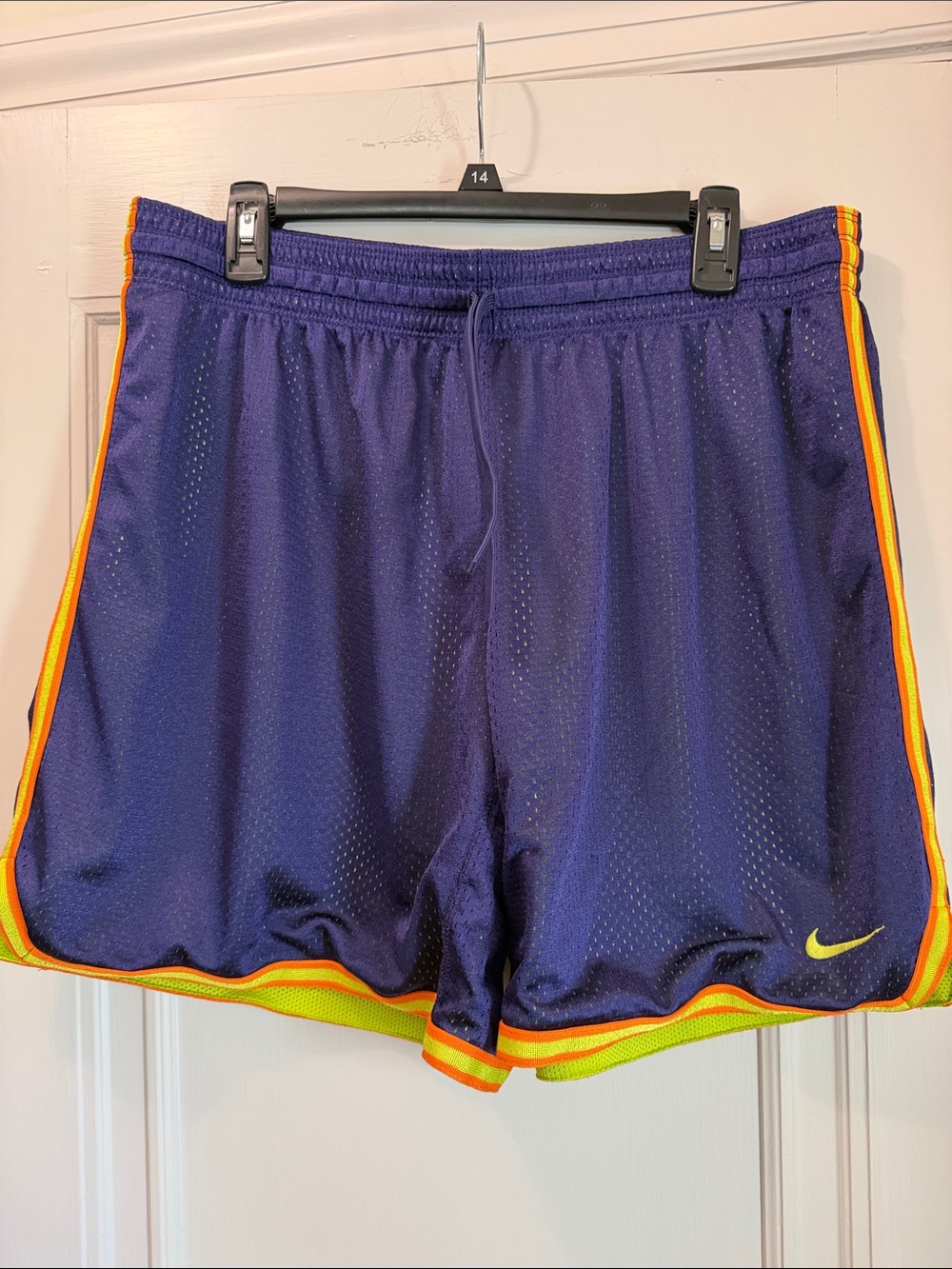 Nike Women’s Purple Athletic Shorts with Yellow & Orange Trim